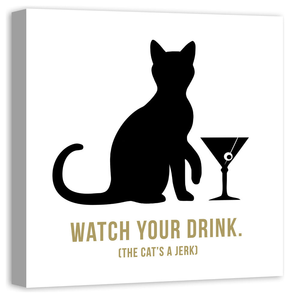 Designs Direct Creative Group Jerk Cat Martini 24x24 Canvas Wall Art