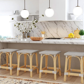 Riviera Square 24H  Rattan Counter Stool, Gray and White