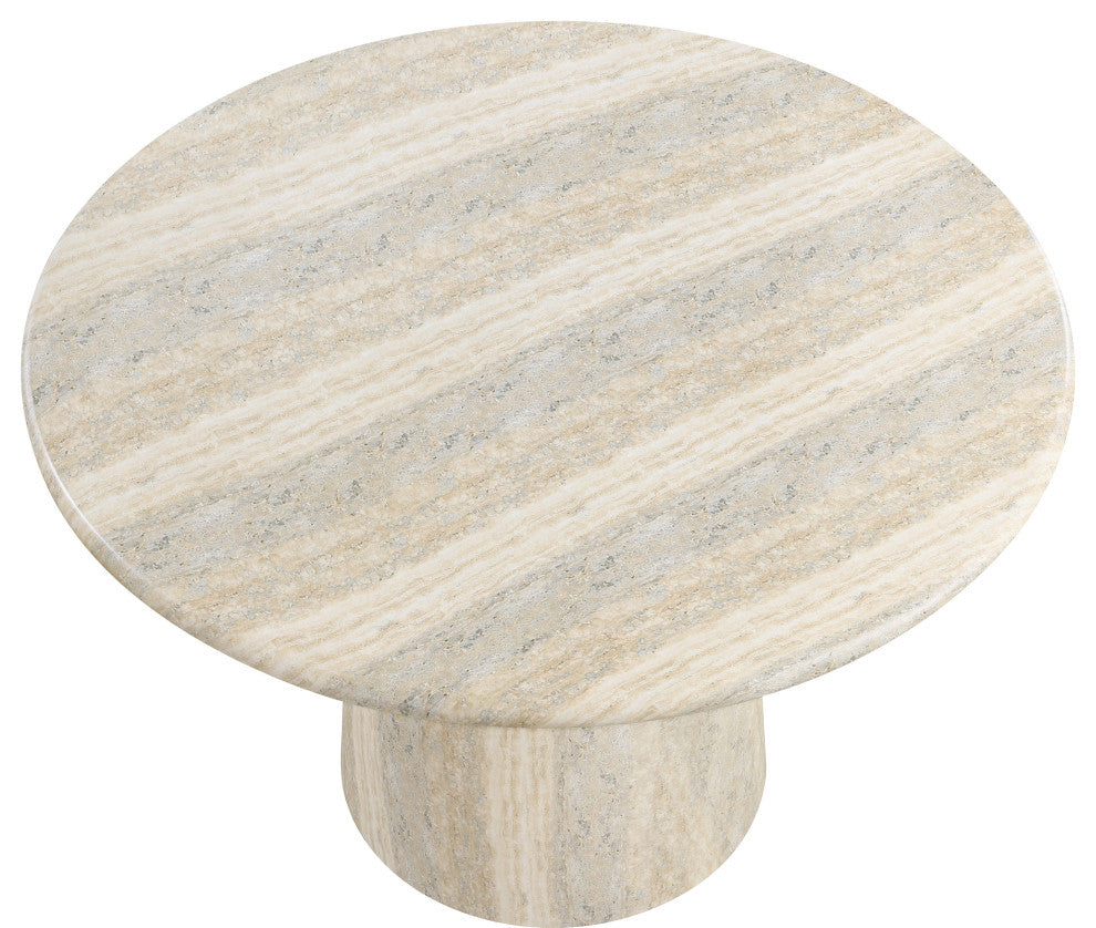 Cosenza Concrete Dining Table, Travertine, 48.5" W X 48.5" D X 30" H, Travertine Finish