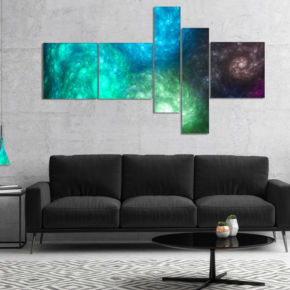 Colorful Rotating Fractal Galaxies, Abstract Wall Art Canvas, 60"x32", 5 panels