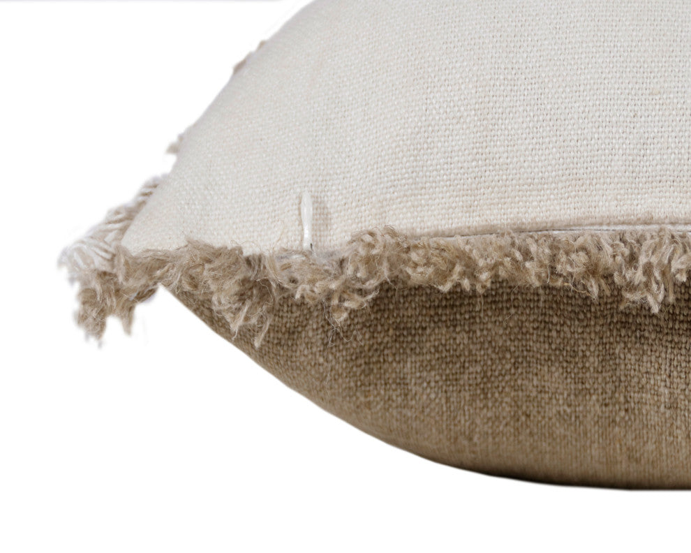 Estate Hand-Woven Ivory Farmhouse Linen Throw Pillow