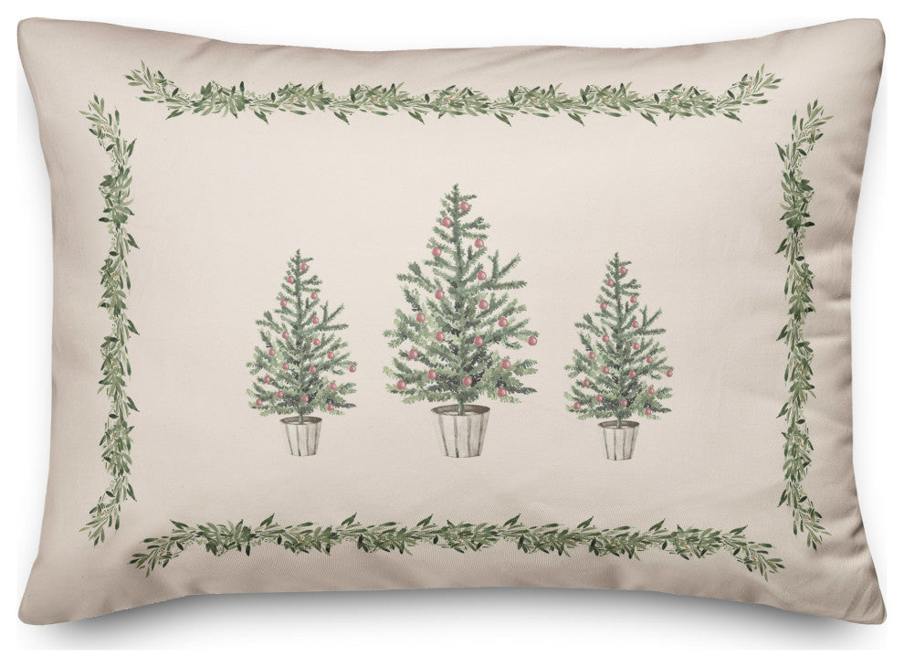Garland Border Christmas Tree 7 20x14 Spun Poly Pillow