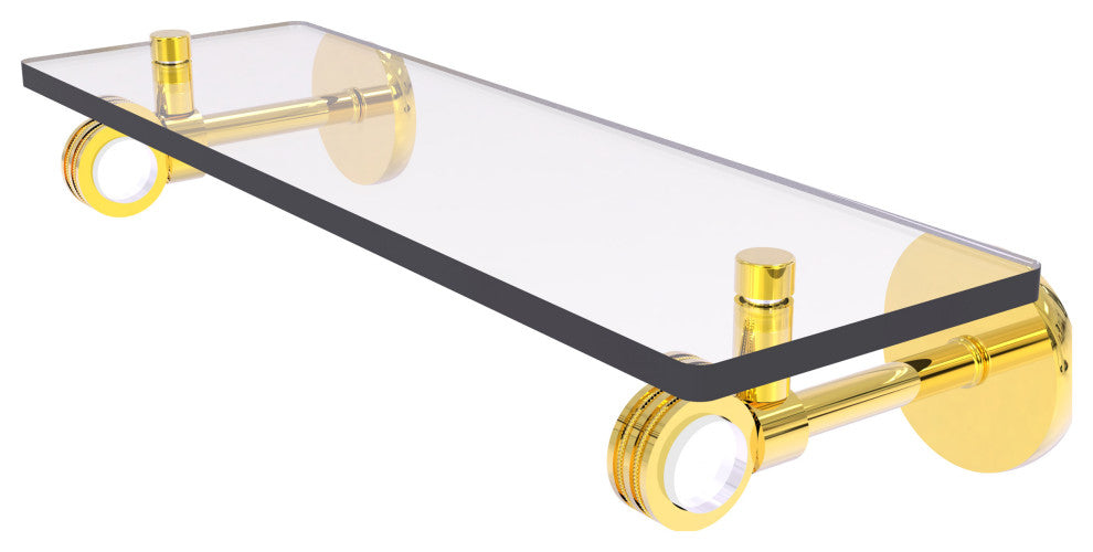Clearview 16" Glass Shelf with Dotted Accents, Polished Brass