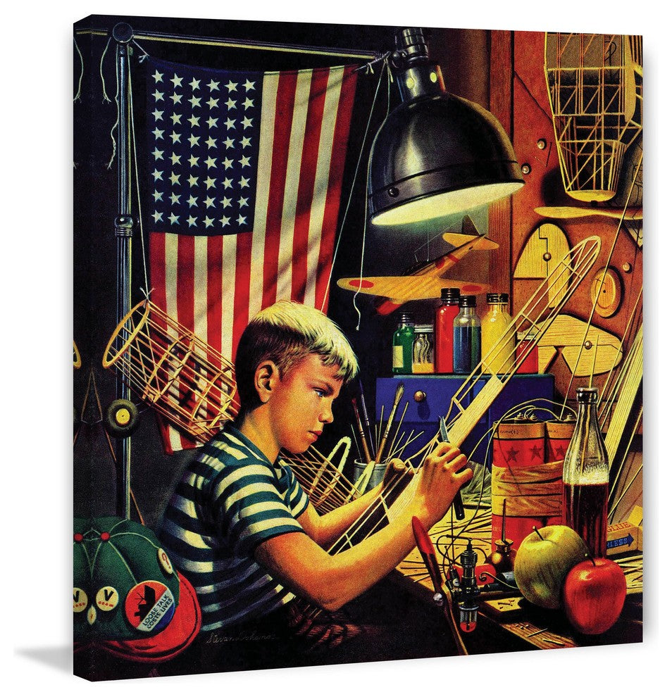 "Model Airplanes" Painting Print on Canvas by Stevan Dohanos