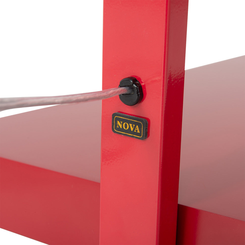 Stretch Arc Floor Lamp - 87", Red Finish, Step Switch, Rectangular Marble Base