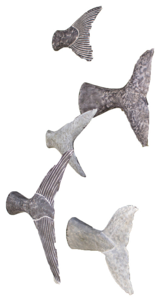 Set of Five Fish Tale Wall Sculptures