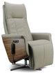 Svago Swivel Zero Gravity Recliner, Taupe and Walnut