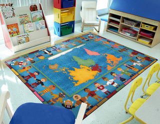 Kid Essentials Rug, Hands Around the World, 5'4"x7'8"