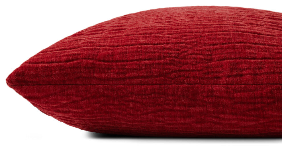 Loloi Pillow, Red, 22''x22'', Cover With Down