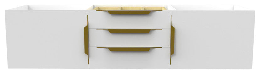 CastelloUSA Alpine 60" Wall Mounted Vanity, Base Only, White, Gold Handles