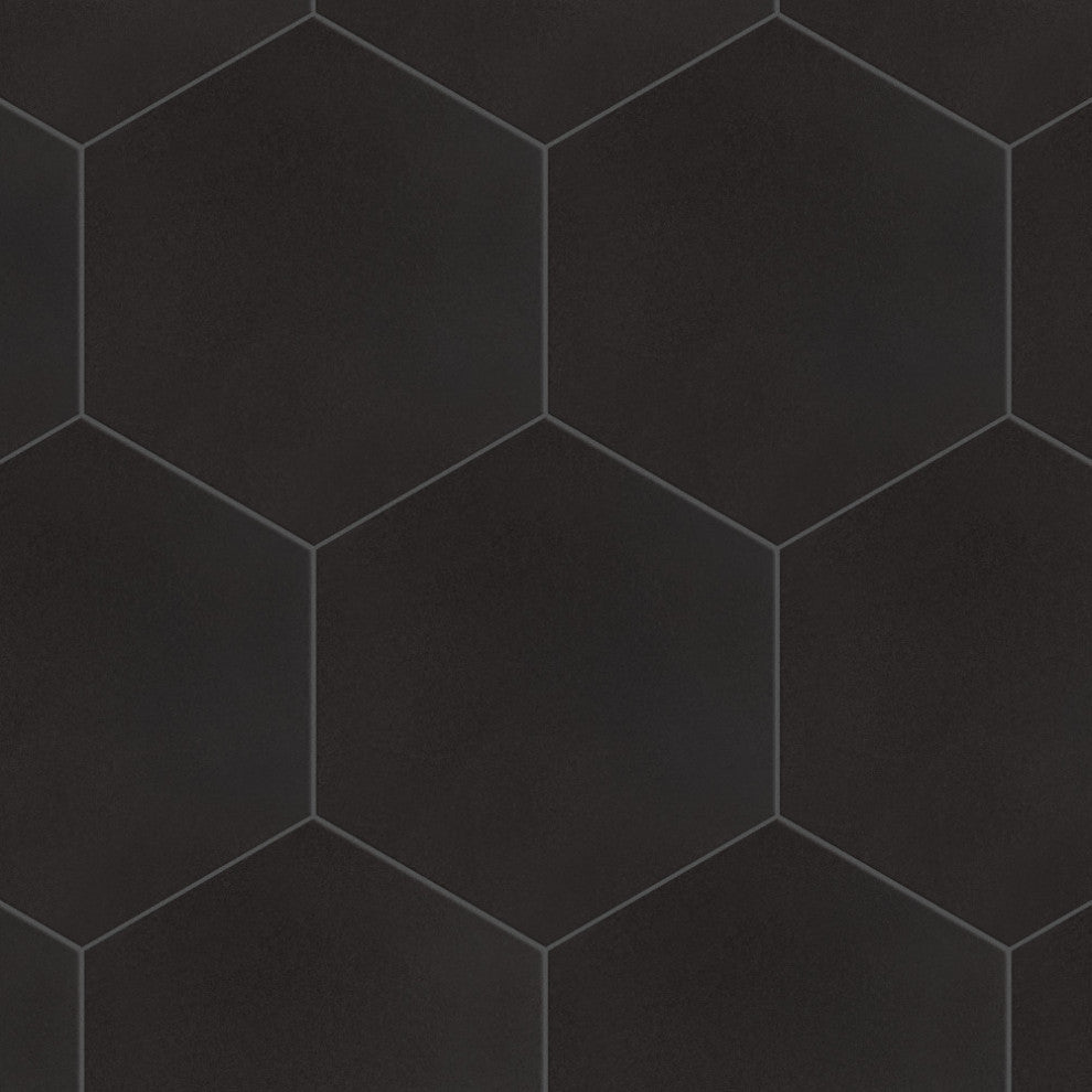Textile Basic Grand Hex Black Porcelain Floor and Wall Tile