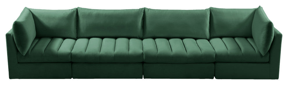 Jacob Velvet Upholstered 4-Piece Modular Sofa, Green