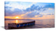 "Small Fishermen Boat At Sunset" Modern Seashore Canvas Art, 32"x16"