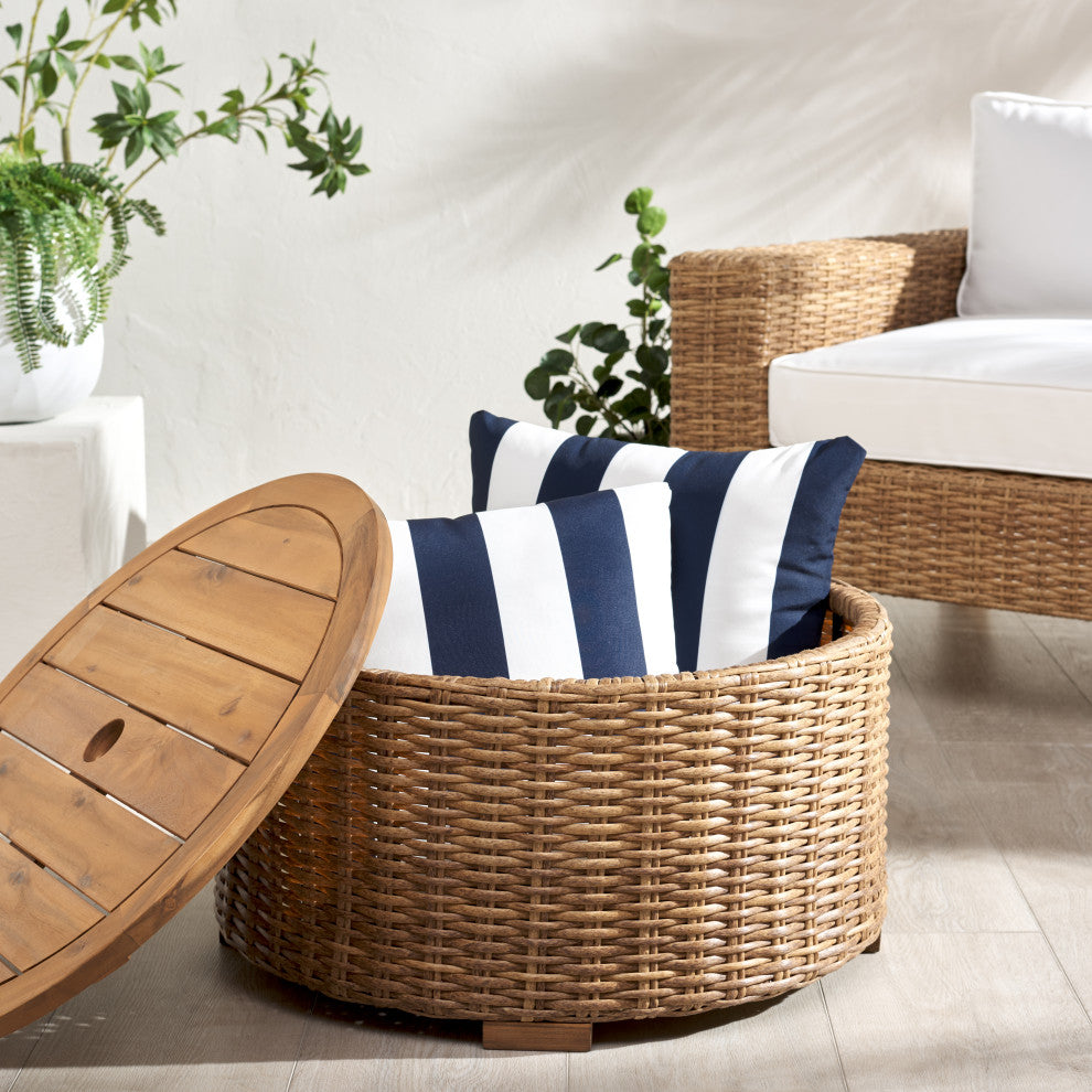 Safavieh Couture Indoor-Outdoor Anguilla Wicker Coffee Table, Natural