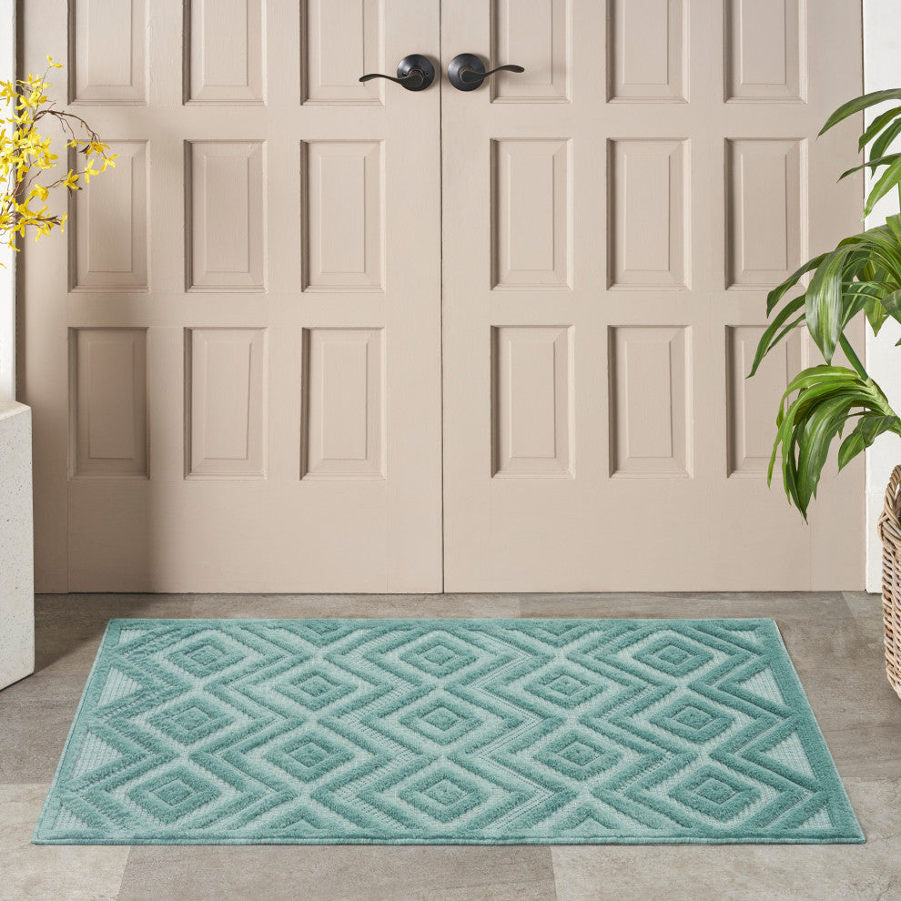 Nourison Versatile 2' x 4' Aqua/Teal Modern Area Rug