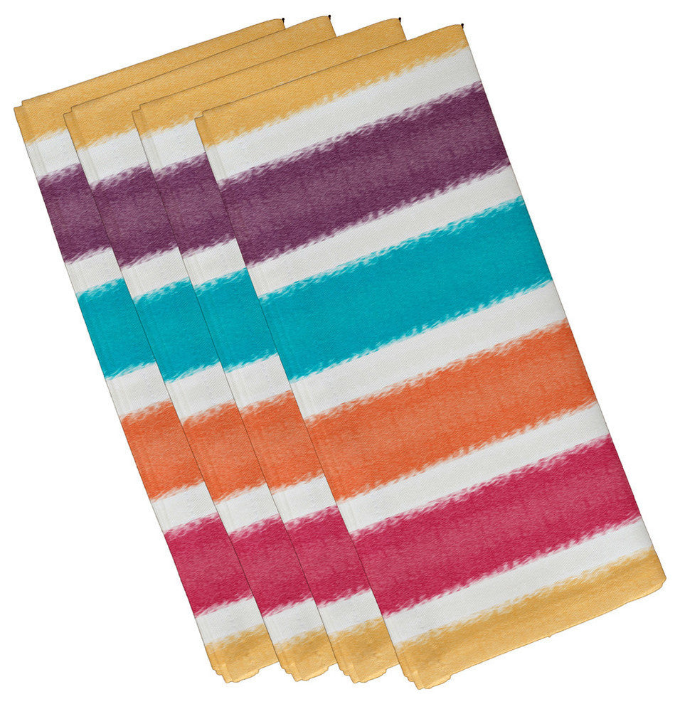 22"x22" Fun in the Sun, Stripe Print Napkin, Yellow, Set of 4
