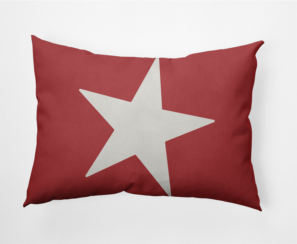 14x20" Big Star Nautical Decorative Indoor Pillow, Ligonberry Red and White