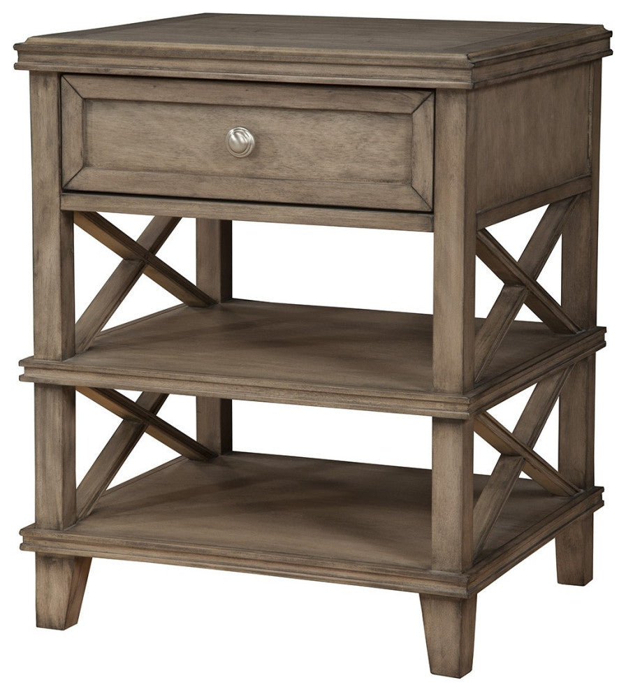 Taupe 1 Drawer with Shelves Nightstand