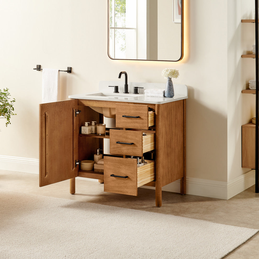 Velora Bathroom Vanity, Mango Brown, 36", No Mirror