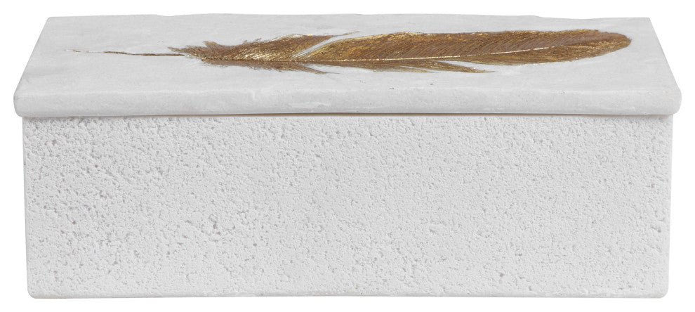 Uttermost Nephele 12x6" White Stone Box