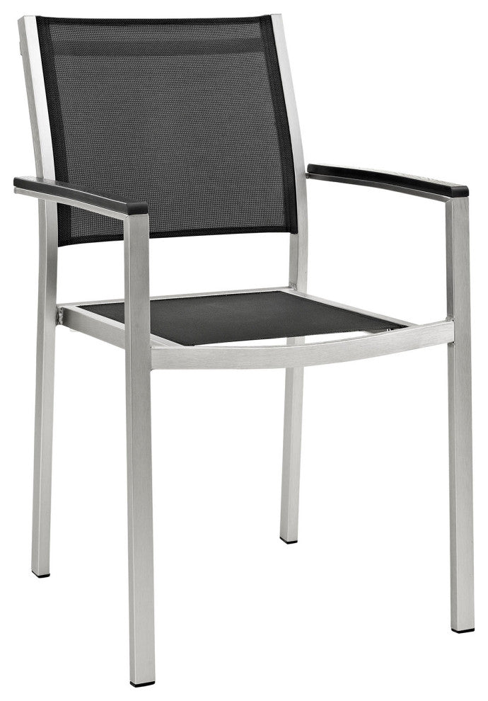 Silver Black Shore Outdoor Patio Aluminum Dining Chair