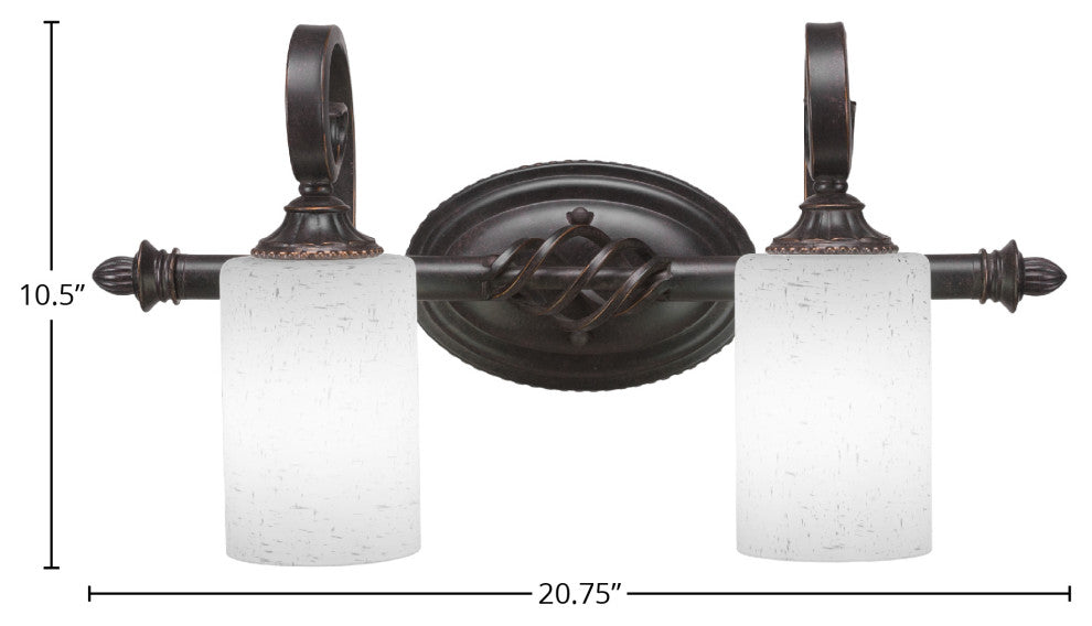 Elegante 2-Light Bath Bar, White Muslin