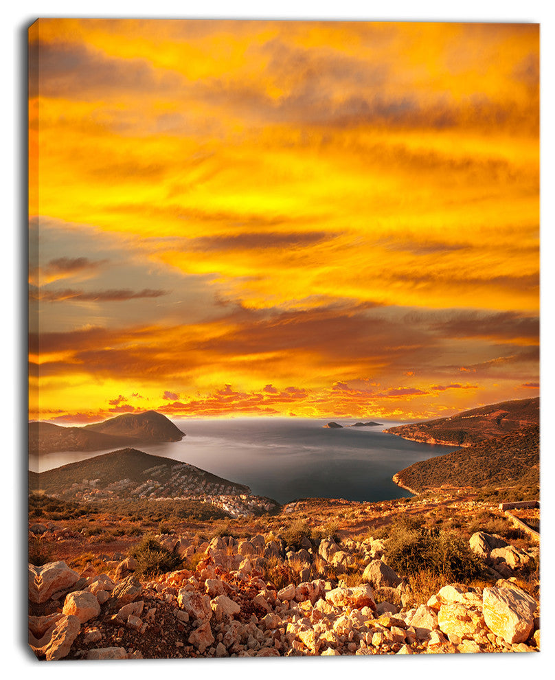 Beautiful Landscape under Yellow Sky, Landscape Canvas Art Print, 12"x20"