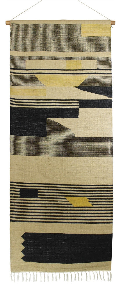 Black and Beige Angular Patterns Wall Hanging