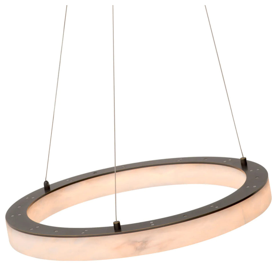 Round Alabaster Chandelier, Eichholtz Gallen, Small