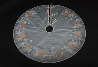 Winter Pine Cone Christmas Tree Skirt, Winter Blue, 56" Round