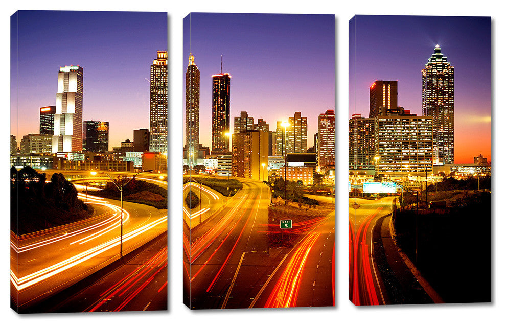 Atlanta, Georgia Skyline Canvas Print 3 Panel Split, Triptych Wall Art, 30x20