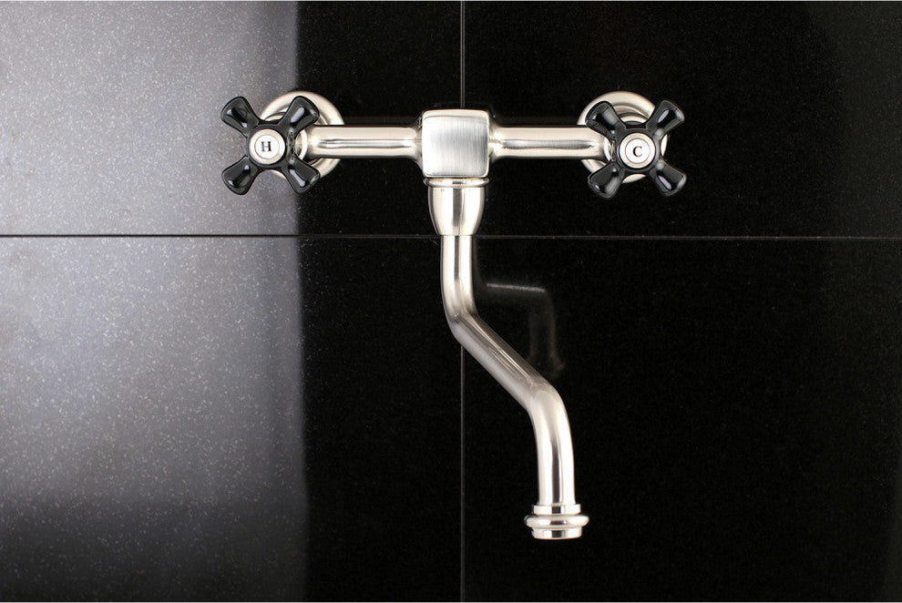 Kingston Brass Wall Mount Bathroom Faucet, Brushed Nickel