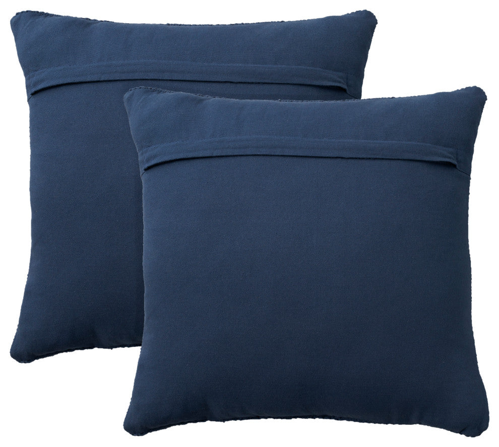 Nourison Home 18"x18" Mina Victory Cotton Knitted 2Pack Navy Throw Pillows