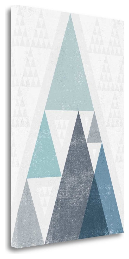 "Mod Triangles III Blue" By Michael Mullan, Giclee Print on Gallery Wrap Canvas