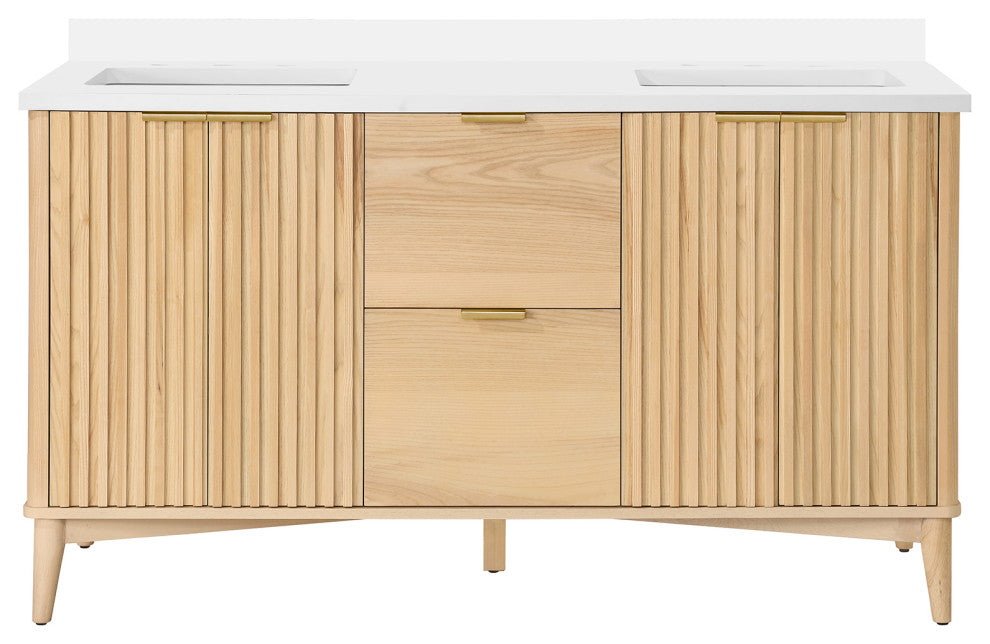 OVE Decors Gabi Single Sink Bathroom Vanity, Rustic Ash, 60", Double Sink