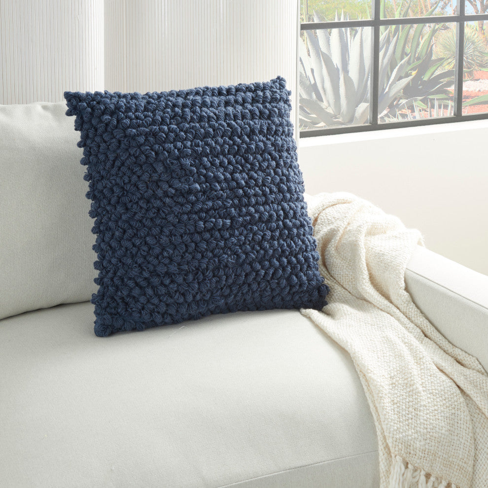 Nourison Mina Victory Life Styles Navy Thin Group Loops Throw Pillow