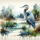 Reed Refuge - Majestic Heron Amidst Wetlands on Wrapped Canvas