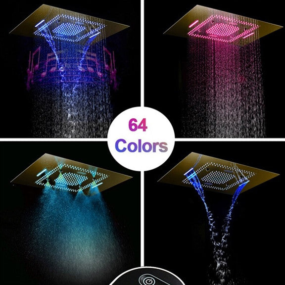 LED Mist Hot and Cold Shower System, Square Hand Shower, Remote Control