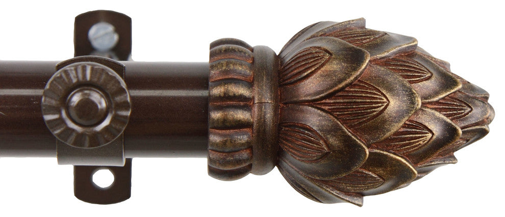 Bud Curtain Rod, Cocoa, 66-120"