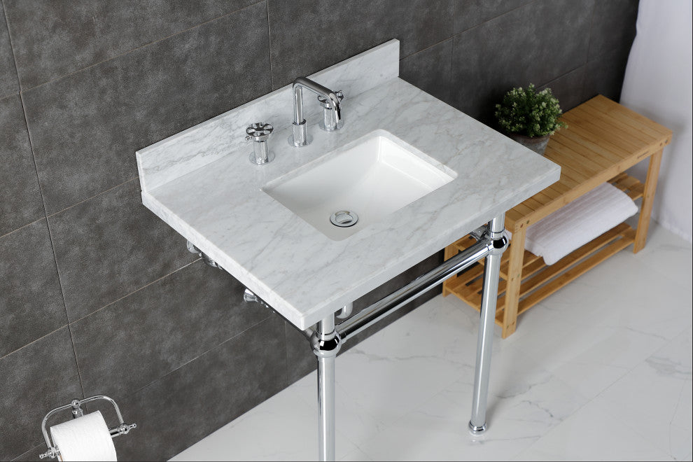 KVBH3022M8SQ1 30" Console Sink with Brass Legs (8-Inch, 3 Hole)