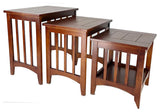 Benzara BM210134 3 Piece Nesting Table With Plank Tabletop, Oak Brown