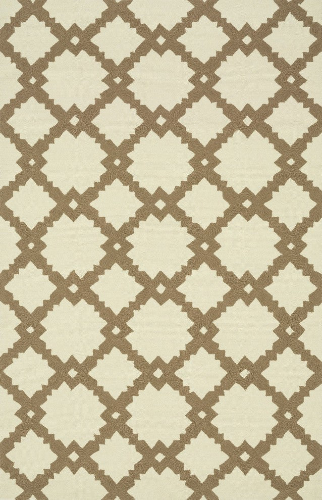 Loloi Venice Beach In/out Geometric Area Rug, Ivory and Taupe, 5'x7'6"