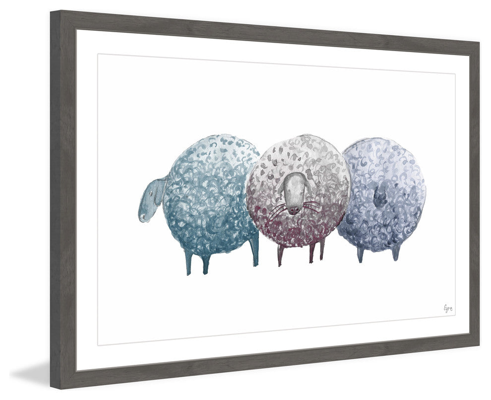 "Trois Mouton" Framed Painting Print, 36"x24"