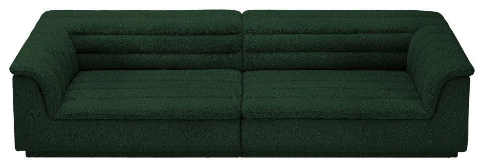 Cascade Upholstered Modular Sofa, Green, Boucle Fabric, Straight Sofa