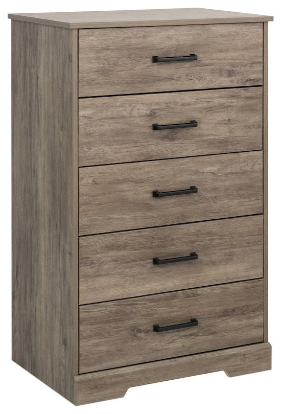 Rustic Ridge Brown 5 Drawer 18.5D x 27.5W x 43.5H Dresser