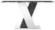 Malbec Console Table White Carrara Marble Top Geometric Stainless Steel Base