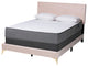Liberty Velvet Queen Size Panel Bed, Light Pink