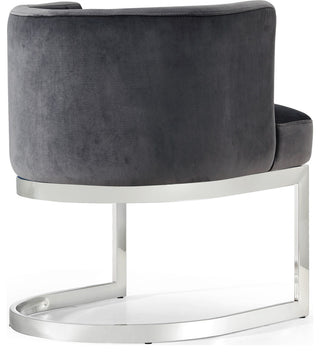 Gianna Velvet Dining Chair, Gray, Chrome Base