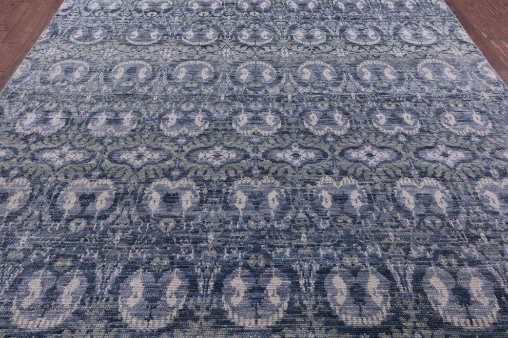 Ikat Hand Knotted Wool Rug 7' 11" X 9' 10" Q8607