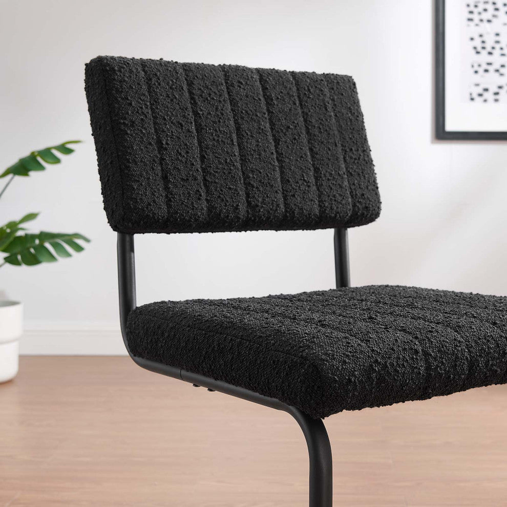 Parity Boucle Dining Side Chairs, Set of 2, Black Black
